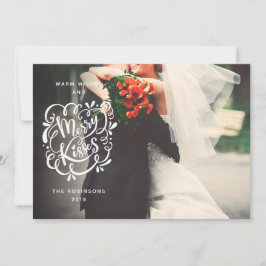 Merry Kisses Typography Kerstmis Full Bleed Photo Feestdagenkaart