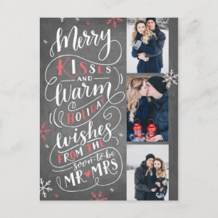 Merry Kisses Warm Holiday wil   Red Save Date Aankondigingskaart