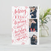 Merry Kisses Warm wil datum 3 foto opslaan Save The Date (Staand voorkant)