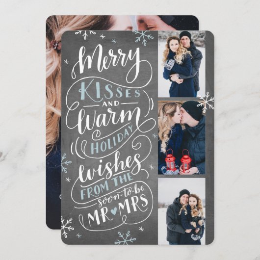 Merry Kisses Warm wil datum 3 foto opslaan Save The Date (Voorkant / Achterkant)