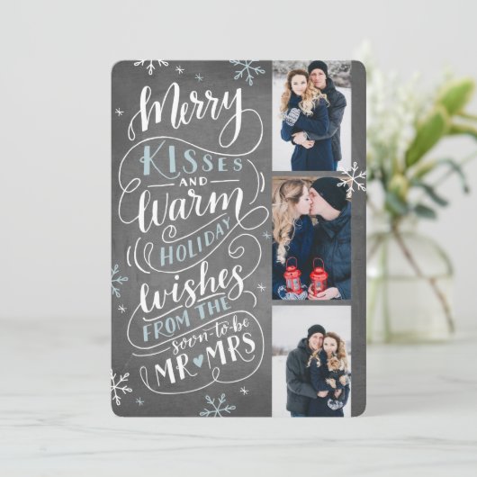 Merry Kisses Warm wil datum 3 foto opslaan Save The Date (Staand voorkant)