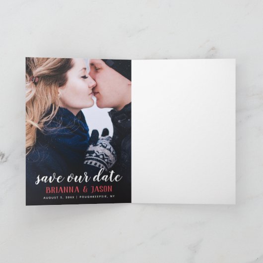 Merry Kisses Warm wil datum 3 gevouwen foto opslaa Feestdagen Kaart (Binnen)