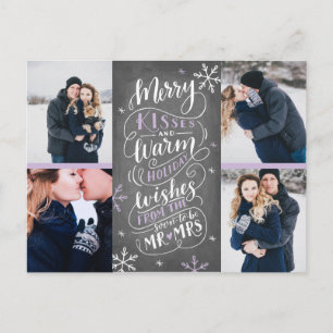Merry Kisses Warm wil datum 4-foto opslaan Aankondigingskaart