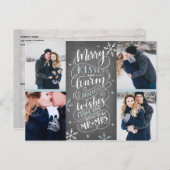 Merry Kisses Warm wil datum 4-foto opslaan Aankondigingskaart (Voorkant / Achterkant)