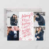 Merry Kisses Warm wil datum 4-foto opslaan Aankondigingskaart (Voorkant / Achterkant)