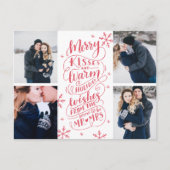Merry Kisses Warm wil datum 4-foto opslaan Aankondigingskaart (Voorkant)
