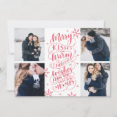 Merry Kisses Warm wil datum 4-foto opslaan Save The Date (Voorkant)