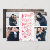Merry Kisses Warm wil datum 4-foto opslaan Save The Date (Voorkant / Achterkant)