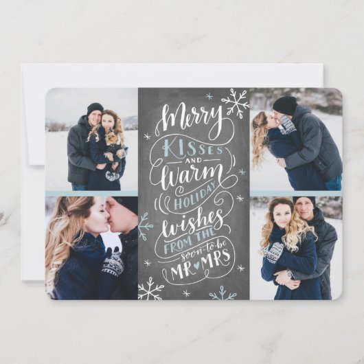 Merry Kisses Warm wil datum 4-foto opslaan Save The Date (Voorkant)