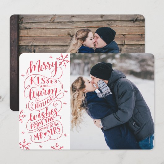 Merry Kisses Warm wil de Datum foto opslaan Save The Date (Voorkant / Achterkant)