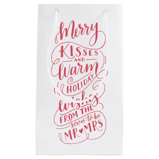 Merry Kisses Warm wil Mr. en Mrs Typografie Klein Cadeauzakje (Voorkant)