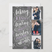 Merry Kisses Warm Wishes Save Date 3 Lila Foto Save The Date (Voorkant)