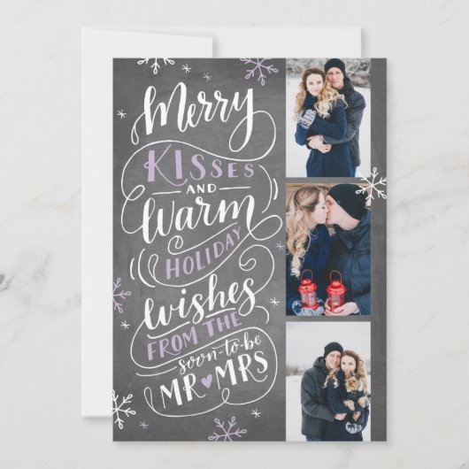 Merry Kisses Warm Wishes Save Date 3 Lila Foto Save The Date (Voorkant)