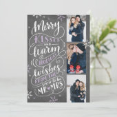 Merry Kisses Warm Wishes Save Date 3 Lila Foto Save The Date (Staand voorkant)
