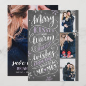 Merry Kisses Warm Wishes Save Date 3 Lila Foto Save The Date (Voorkant / Achterkant)