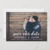 Merry Kisses Warm Wishes Save Date 4-Photo Lila Save The Date (Achterkant)