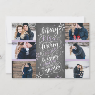 Merry Kisses Warm Wishes Save Date 6-Photo Lila Save The Date