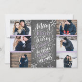 Merry Kisses Warm Wishes Save Date 6-Photo Lila Save The Date (Voorkant)