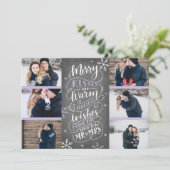 Merry Kisses Warm Wishes Save Date 6-Photo Lila Save The Date (Staand voorkant)