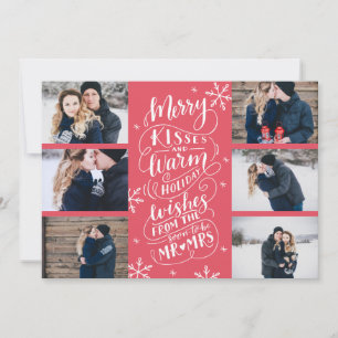 Merry Kisses Warm Wishes Save Date 6-Photo Red Save The Date