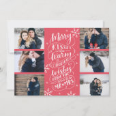 Merry Kisses Warm Wishes Save Date 6-Photo Red Save The Date (Voorkant)
