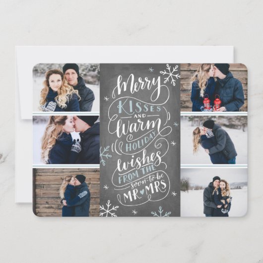 Merry Kisses Warm Wishes Save Date 6-Photo Save The Date (Voorkant)