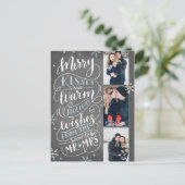 Merry Kisses Warm Wishes Save the Date 3 Foto Aankondigingskaart (Staand voorkant)