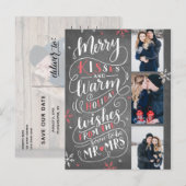 Merry Kisses Warme Vakantie Wensen | Red Save Date Aankondigingskaart (Voorkant / Achterkant)