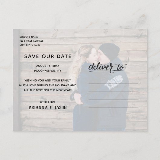 Merry Kisses Warme Vakantie Wensen | Red Save Date Aankondigingskaart (Achterkant)