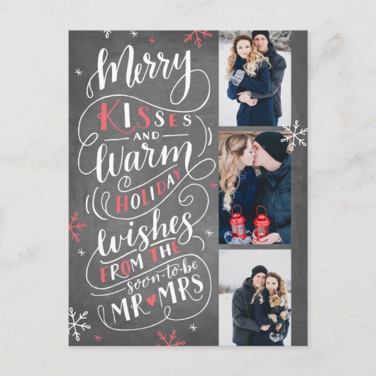 Merry Kisses Warme Vakantie Wensen | Red Save Date Aankondigingskaart (Voorkant)