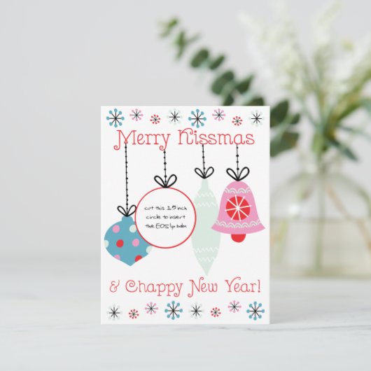 Merry Kissmas & Chappy New Year EOS Lip Balm Card Kaart (Staand voorkant)