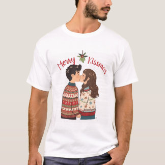 Merry Kissmas – Cute Kissing Couple Christmas Shir T-shirt