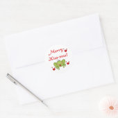 Merry Kissmas Frog Feestdagen Kerstmis Ronde Sticker (Envelop)