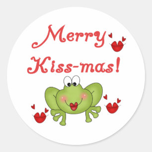 Merry Kissmas Frog Feestdagen Kerstmis Ronde Sticker