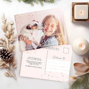 Merry Kissmas Script   Chique stijlvolle & trendy  Feestdagenkaart