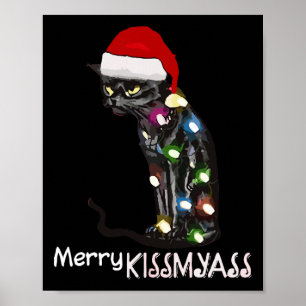 Merry Kissmy Fun Cat Kerstverlichting 3 Poster