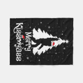 Merry Kissmy Funny Bigfoot Yeti Sasquatch Christma Fleece Deken (Voorkant (Horizontaal))