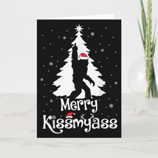 Merry Kissmy Funny Bigfoot Yeti Sasquatch Christma Kaart (Voorkant)