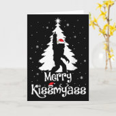 Merry Kissmy Funny Bigfoot Yeti Sasquatch Christma Kaart (Gele Bloem)