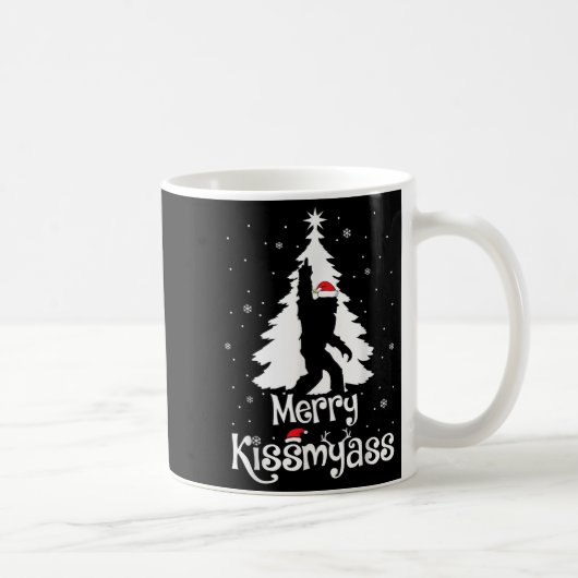 Merry Kissmy Funny Bigfoot Yeti Sasquatch Christma Koffiemok (Rechts)