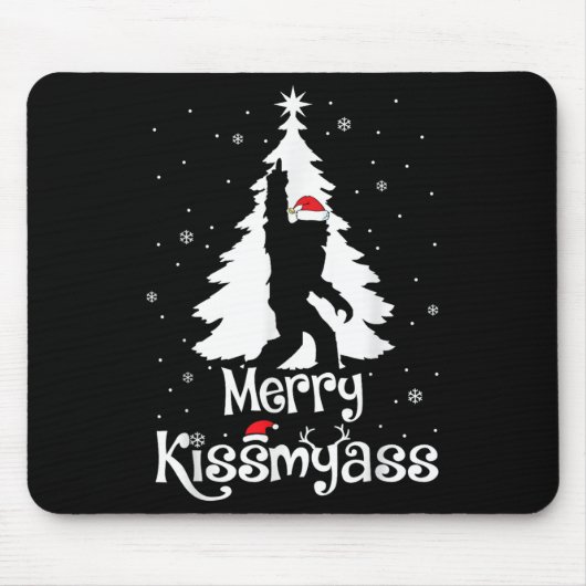 Merry Kissmy Funny Bigfoot Yeti Sasquatch Christma Muismat (Voorkant)