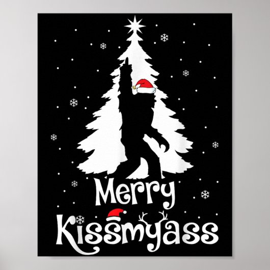 Merry Kissmy Funny Bigfoot Yeti Sasquatch Christma Poster (Voorkant)