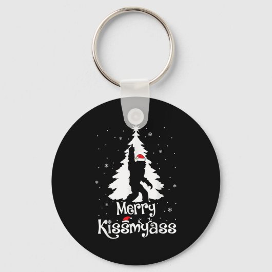 Merry Kissmy Funny Bigfoot Yeti Sasquatch Christma Sleutelhanger (Voorkant)