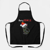 Merry Kissmy..ss Zwarte Kat Kerstverlichting Kat I Schort (Voorkant)