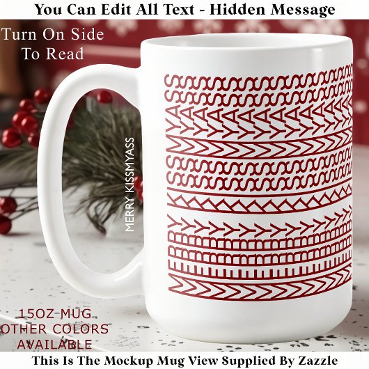 Merry Kissmyass 160R Hidden Message Christmas Koffiemok