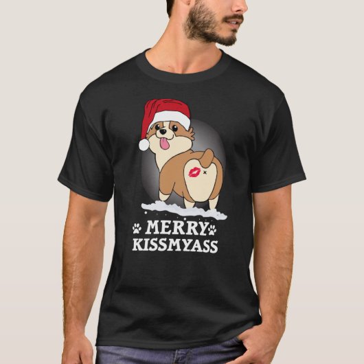 Merry KissMyAss Corgi Kerstmis Klassic T-Shirt (Voorkant)