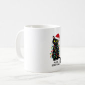Merry Kissmyass Funny Cat Christmas Lights Premium Koffiemok (Voorkant links)