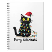 Merry Kissmyass Funny Cat Christmas Lights Premium Notitieboek (Voorkant)