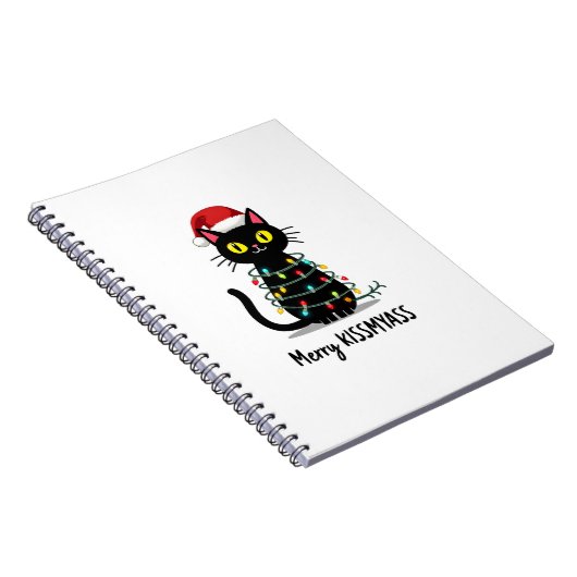 Merry Kissmyass Funny Cat Christmas Lights Premium Notitieboek (Rechterzijde)
