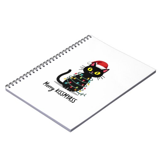 Merry Kissmyass Funny Cat Christmas Lights Premium Notitieboek (Linkerzijde)